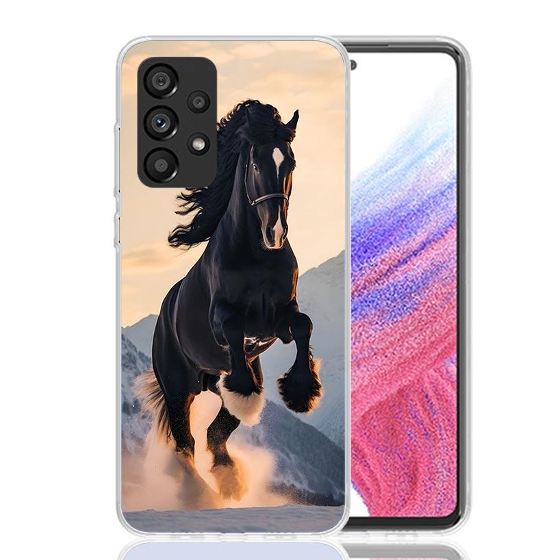Animal Black Horse Phone Case For Samsung Galaxy A13 A14 A15 A16 A17 A53 A54 A55 A56 A33 A34 A35 A36 A23 A24 A25 A26 A05S A04S G