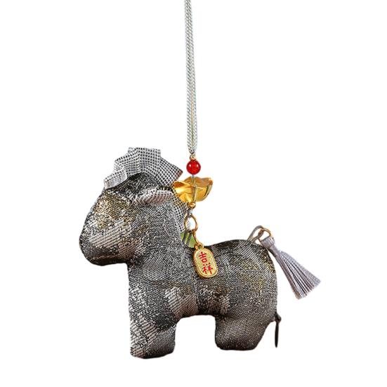 Stjärntecknet Häst Påse Traditionell Handbroderad Kinesiskt Hantverk Doftande Bilpåse Dekoration med Tofsar Och Rosetter Myggavvisande Uppfriskande