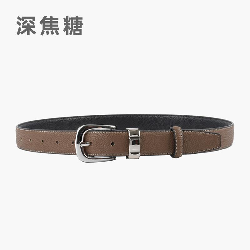 Curea de piele pentru femei, curea simplă retro cu blugi, curea pentru pantaloni casual, model pentru femei.