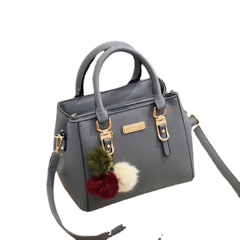 2023 European/American Fashion Fur Ball Shoulder Bag for Women - Double-Layer, Large Capacity, Versatile Messenger Bag