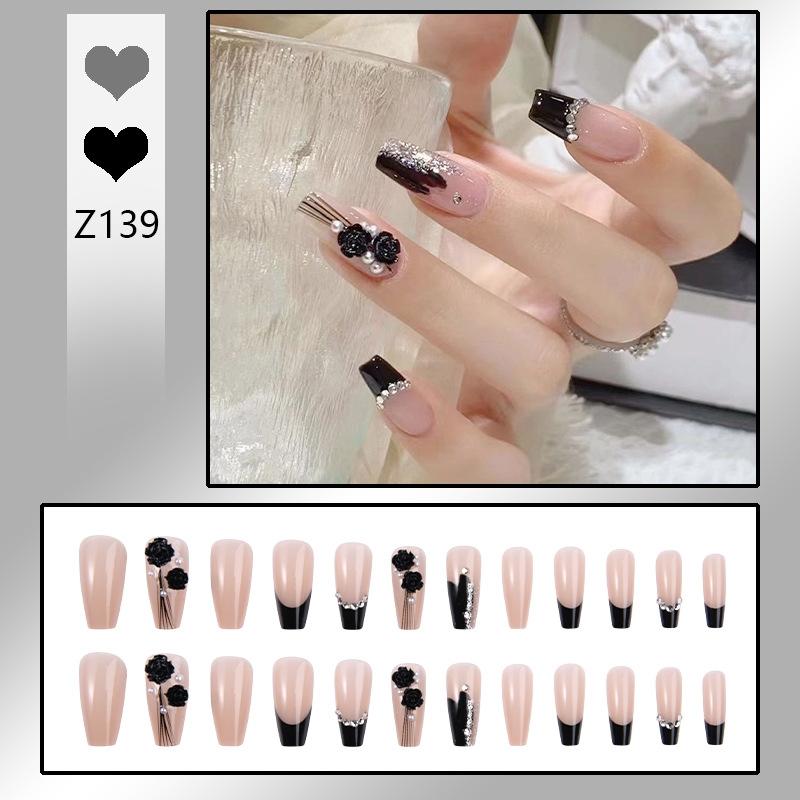 Press On Acrylic Fake Nails Set with Glue High Quality Handmade Nail Extension French Tips Woman False Short Nails Press Ons