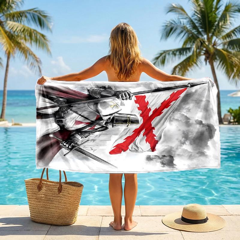 Cross Templars Knight Fashion Beach Towel: Ideal for Summer Adventures Soft, absorbent and quick drying suitable for swimming and bathing