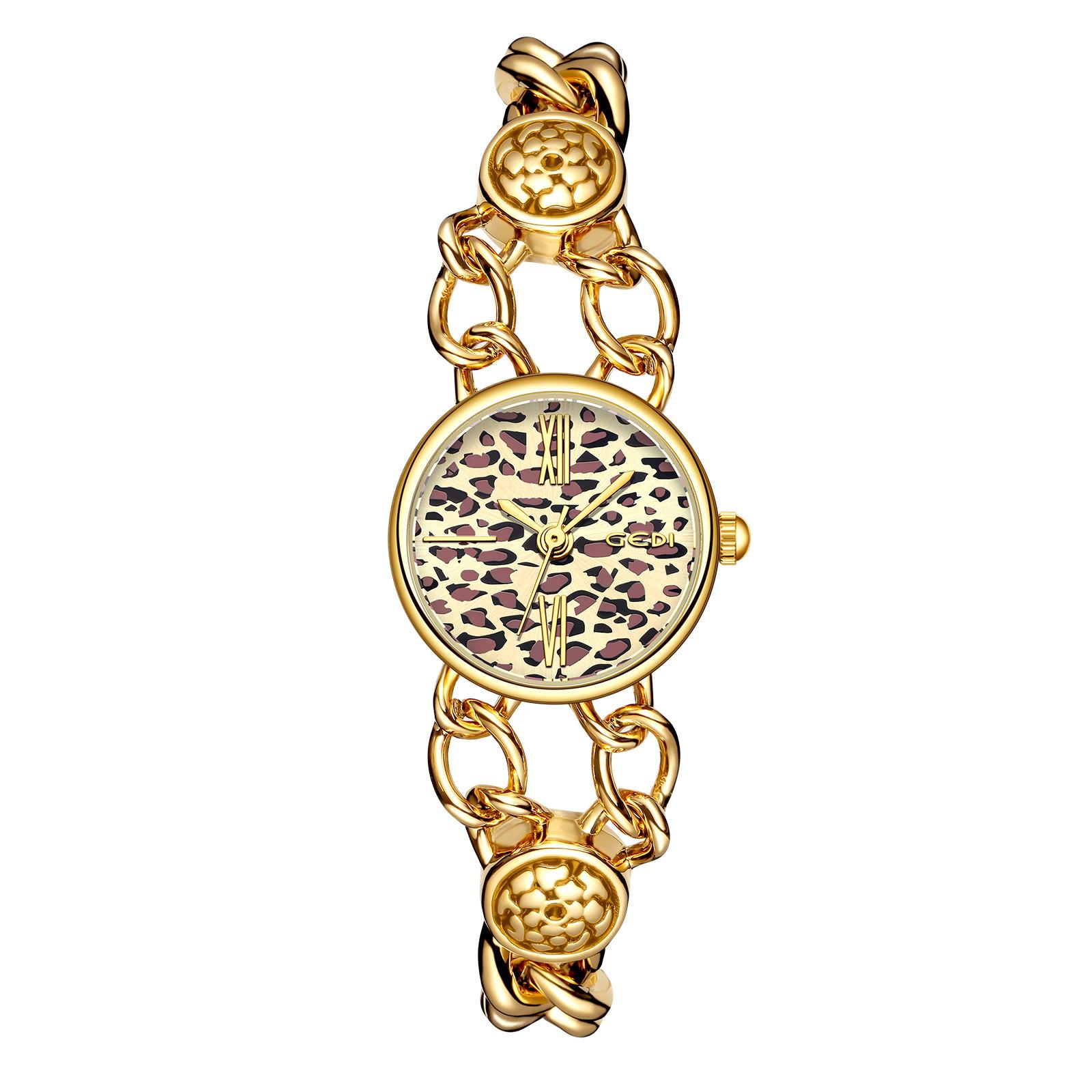 French Retro Chain Watch Female Leopard Print Bracelet Quartz Watch High-End Niche Watch