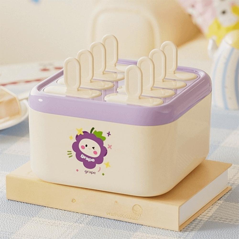 Cartoon Maker Ice Pop Trays 8 Grids Ice Pop Maker Food Grade Ice Cream Box Summer