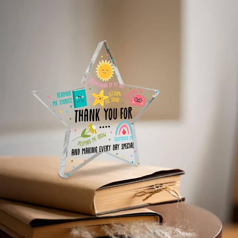 Star-Shaped Acrylic Desktop Decor with Inspirational Thank You Messages - Perfect Teacher Appreciation Gift, School-Themed Party Decoration, Nurseries