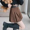 Women's High-Waist Corduroy Pleated Shorts - 2024 Spring Collection, Slimming Wide-Leg Casual Booty Shorts for Petite.