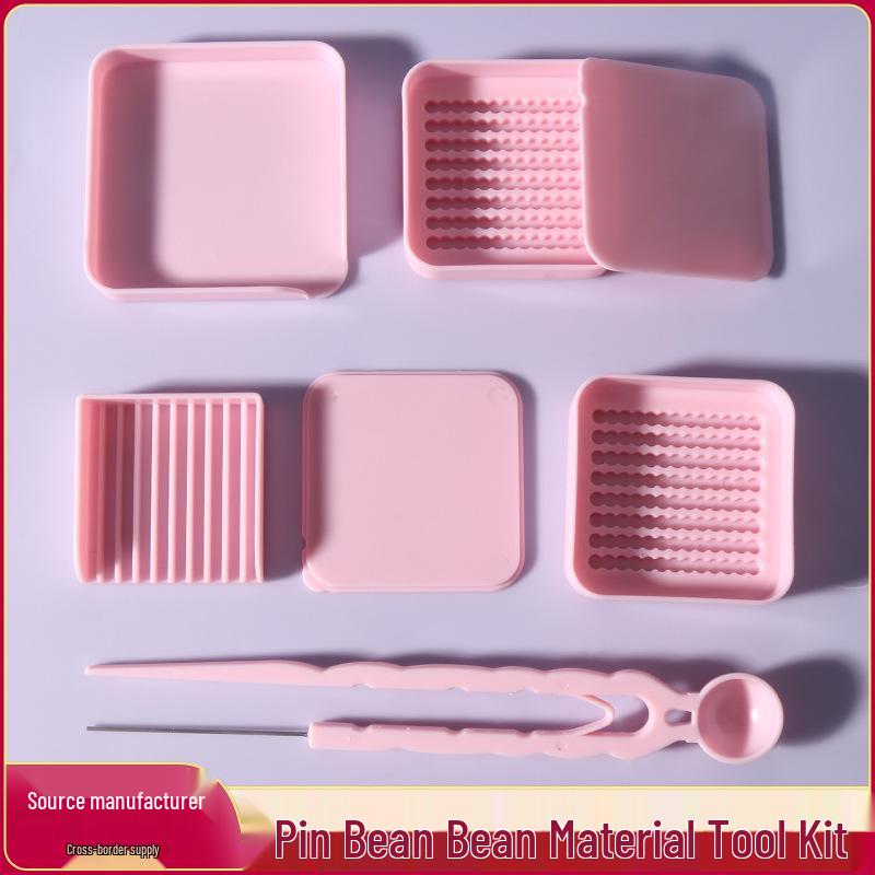 

High-Temp Resistant DIY Perler Beads Tool Set: 2.6mm Bead Tray, Spatula & Needle Hot Sale Pink Angled Storage Tray
