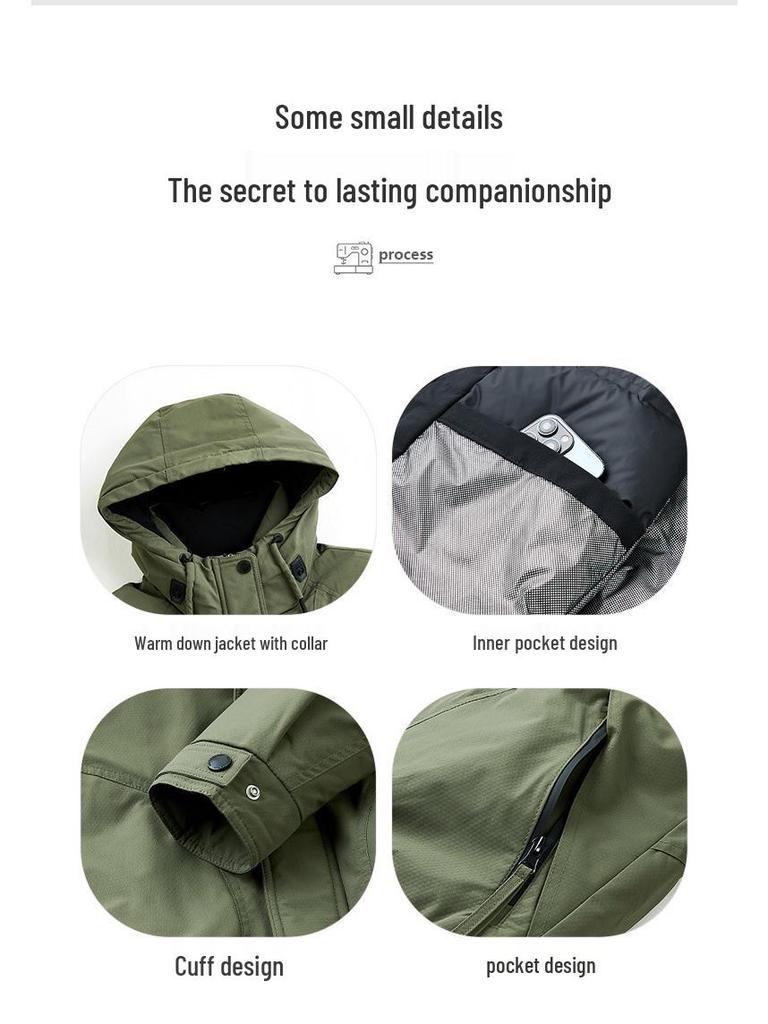 Men's White Duck Down Winter Jacket - Hooded, Windproof, Warm, Thickened, Couple Style