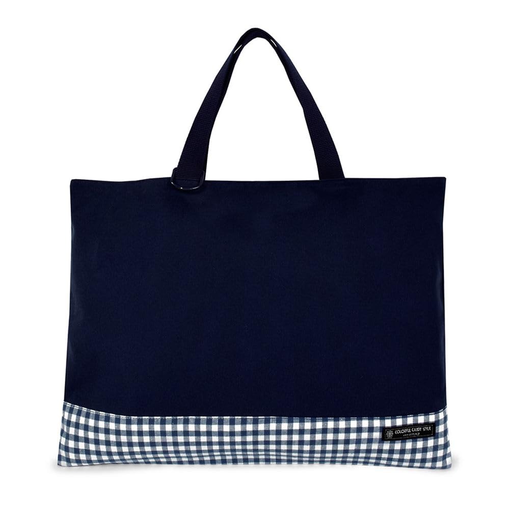 COLORFUL CANDY STYLE Reversible Book Bag Large Check Navy N0171600 (with Loop), Handbag, Pattern, Blue,
