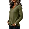 Top casual da donna a maniche lunghe, scollo a V, tinta unita, tessuto leggero, elastico, morbido, vestibilità comoda, per l'uso quotidiano