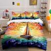 Sailing Sunset Ocean Decor Soft Comfortable Duvet Cover Bedding Set Included 1*Duvet Cover & 2*Pillowcases Gift