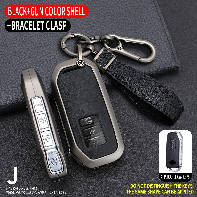 Zinc Alloy + Leather Car Key Case For Kia Sportage 2023 2024 Ray Sorento Soul Telluride Cerato 2020 K5 K8 2022 Remote Key Holder