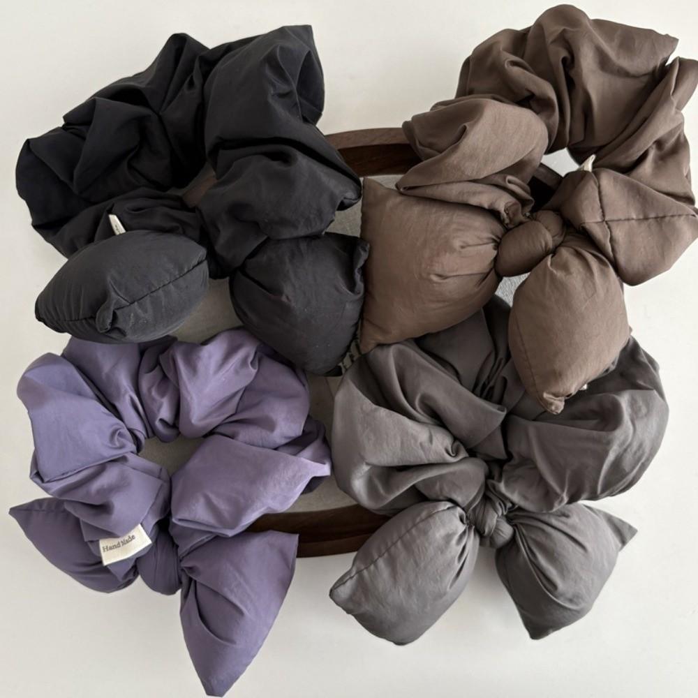 New Cotton Bow Scrunchies Solid Color Elastic Rubber Bands Ponytail Hold Thicken Hair Ties Girls