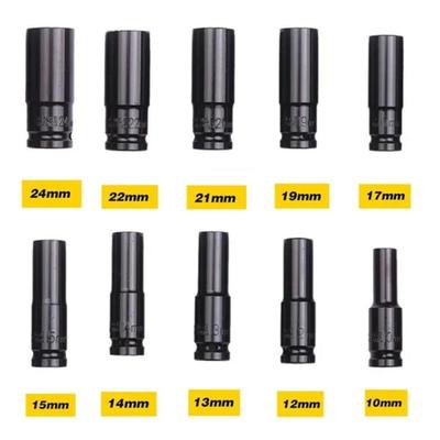 10PC Driven Deep Impact Wrench, Socket Adapter 10mm-24mm Hexagonal Socket Electric Wrench