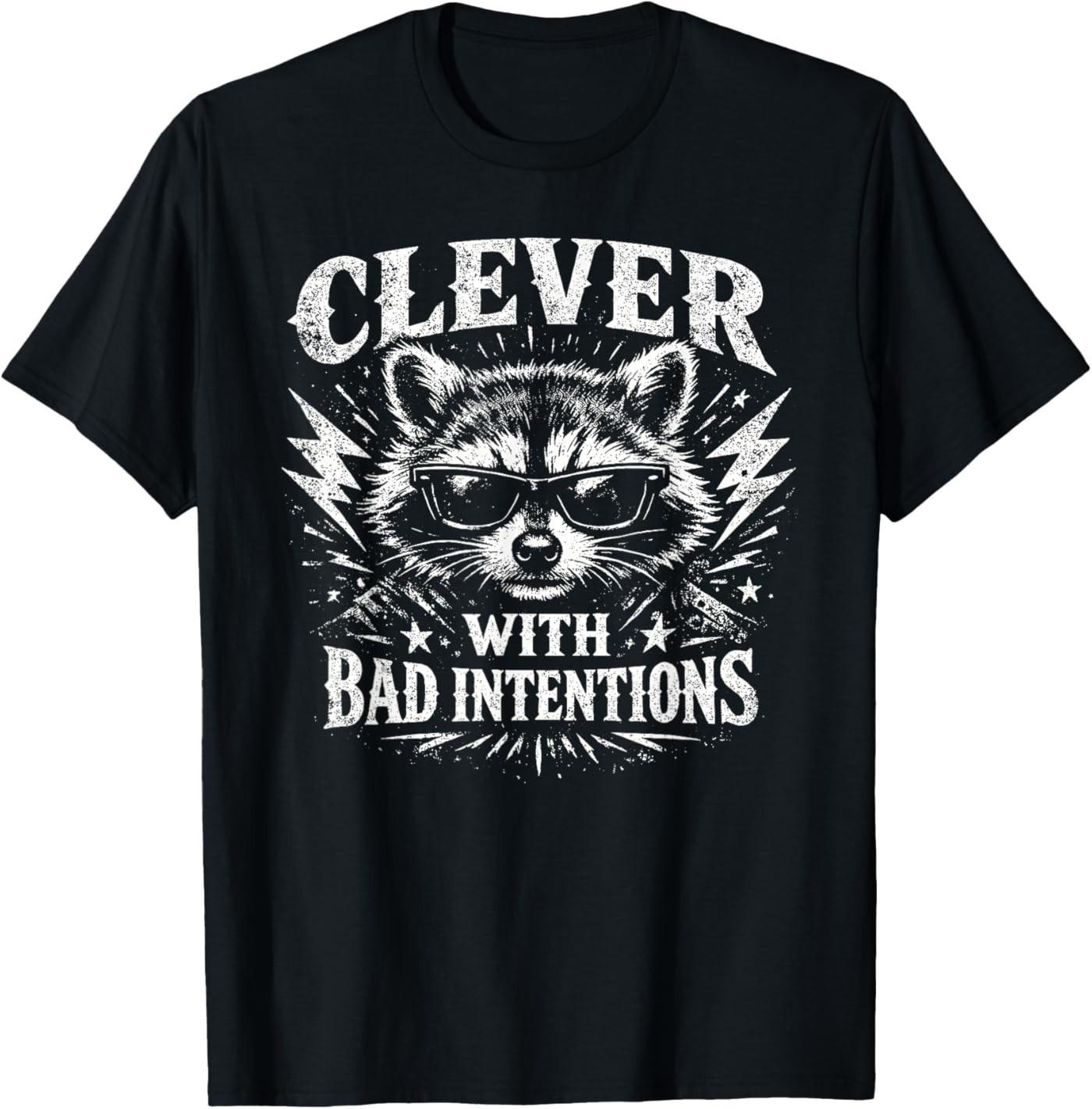 Clever with Bad Intentions Funny Raccoon T-Shirt S разноцветный