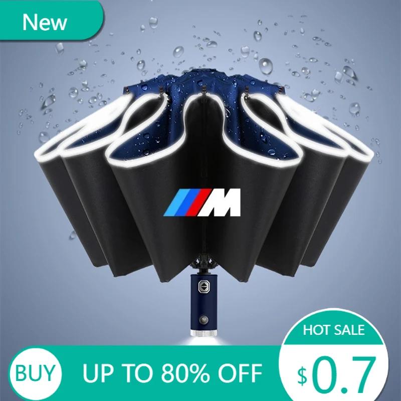 HBSA8 New Automatic Reflective Stripe Reverse Led Light 10 Ribs Windproof Umbrellas For BMW M X1 X3 X5 X6 E46 E39 E90 E36 E60 E34