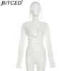 BITCED Spring Women's Solid-Color Slim-Fit Crop Top Fashion V-Neck Hooded Long-Sleeve Sun Protection Shirt