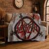 Retro Slayer Heavy Metal Rcck Band Sign Flannel Blanket Soft Warm Throw Blanket for Bedroom Living Room Bed Travel Picnic Gift