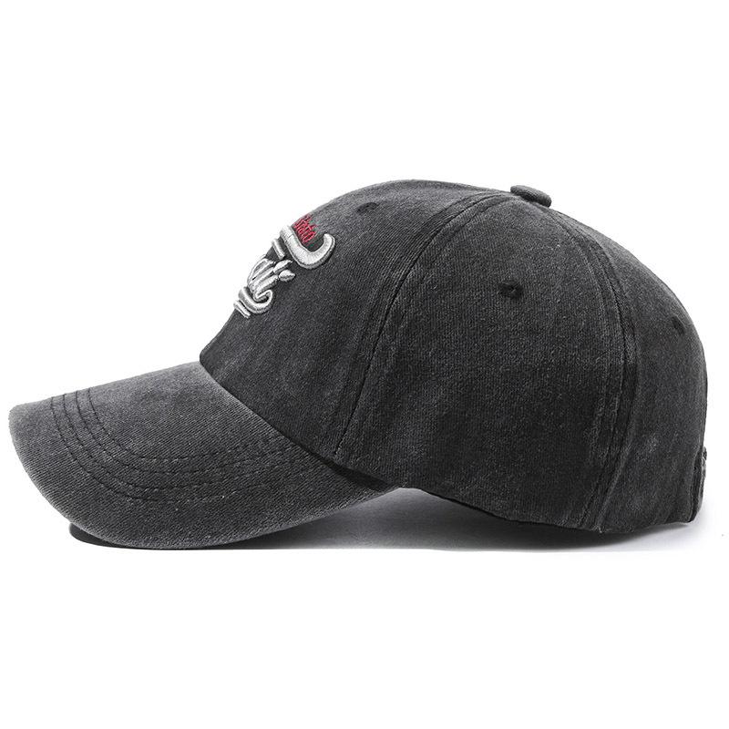 Hat Men'S Spring And Autumn Washing Embroidery Alphabet Baseball Cap Retro Peaked Cap Women'S Tide Casual Shade Sports Sun Hat