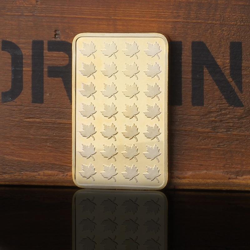 Moneta Foglia d'Acero Canadese Rettangolo Aureo Moneta Commemorativa Canadese da Collezione