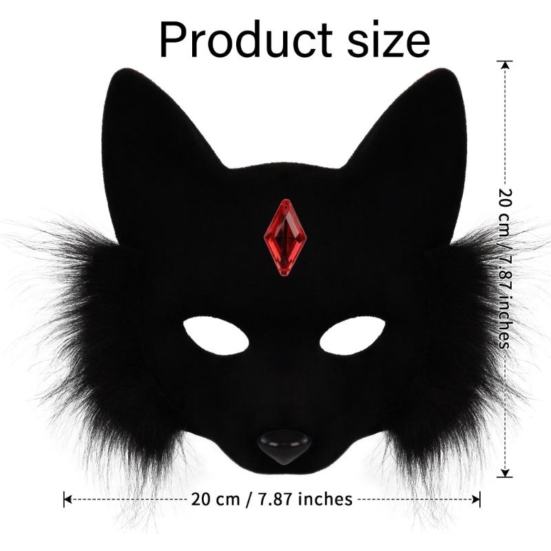 Animal Foxes Wolf Mask Halloween Party Cosplay Costumes Props Plush Cats Half Face Mask Masquerades Mask for Carnivals