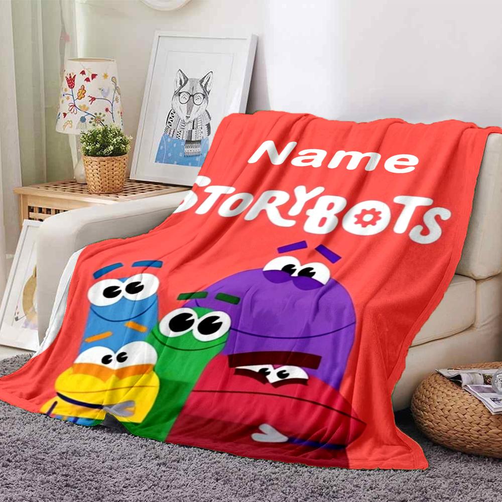 Custom Name StoryBots Theme Printed Blanket - Perfect for Couch, Bed, Travel & Outdoor Use | Machine Washable, Cozy & Durable.