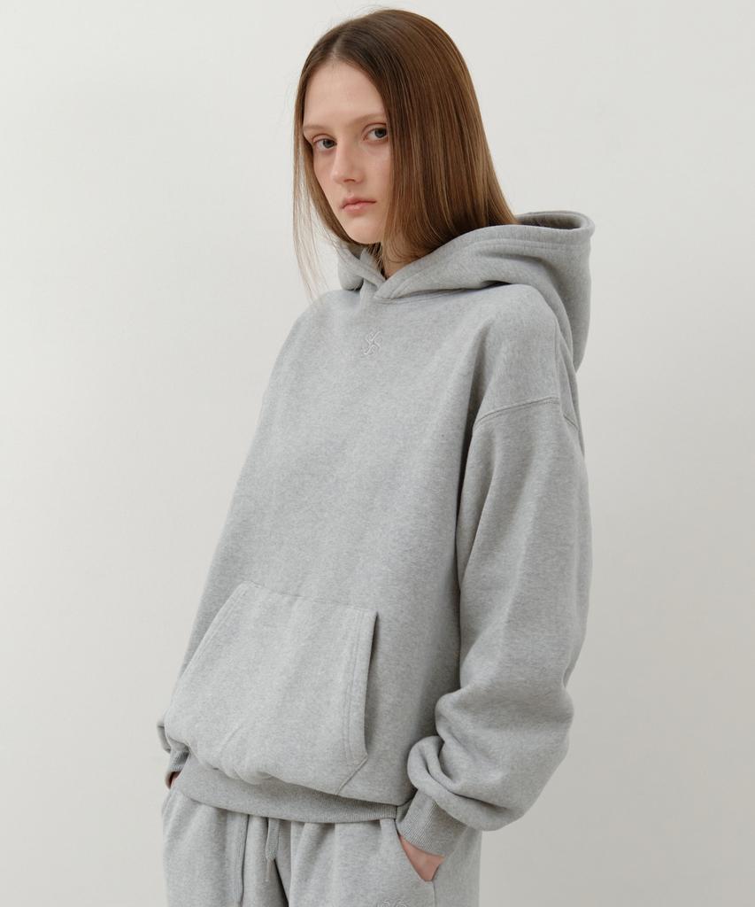 Soft Pastel Brushed Embroidered Hoodie_Melange Gray(W25-Tp44)