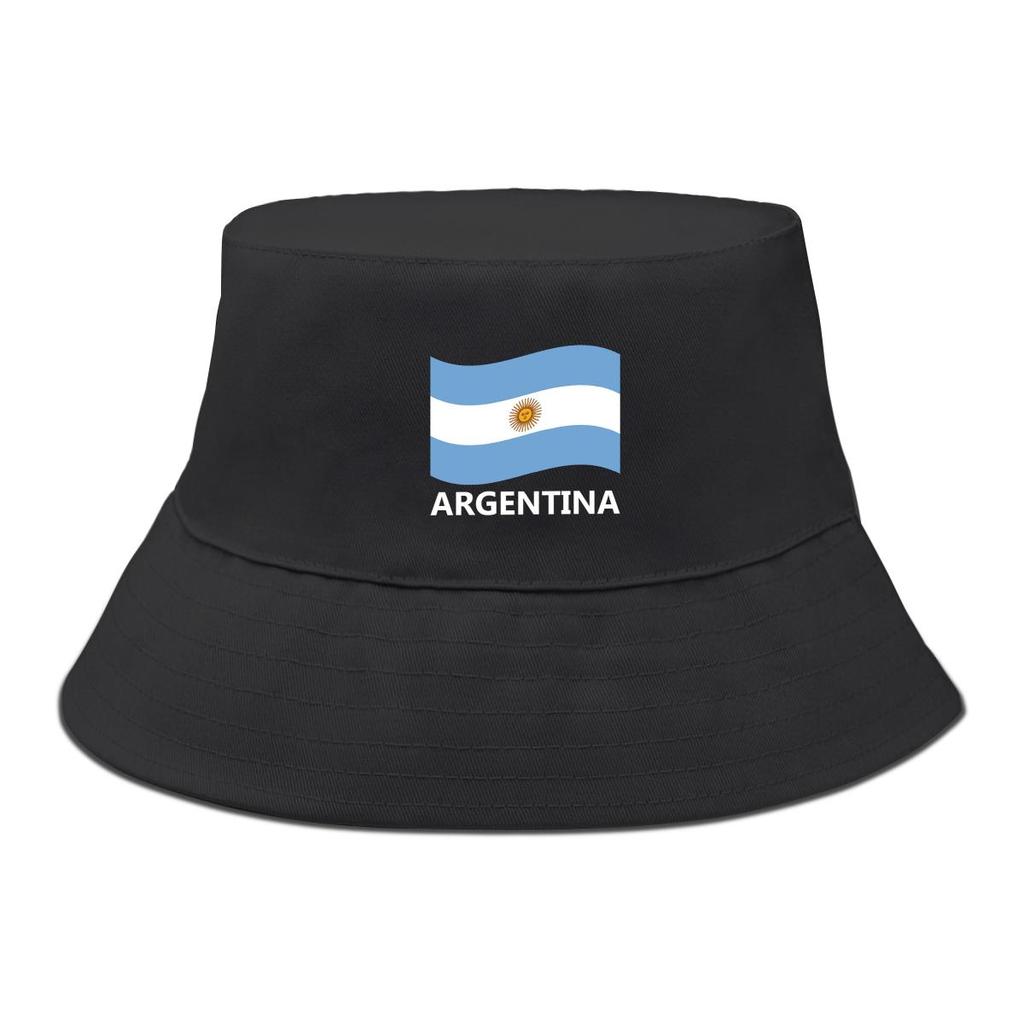 Bucket Hat With Flag of Argentina Print , Patriotic Men's Hat Casual Unisex Candy Color Basin Hat