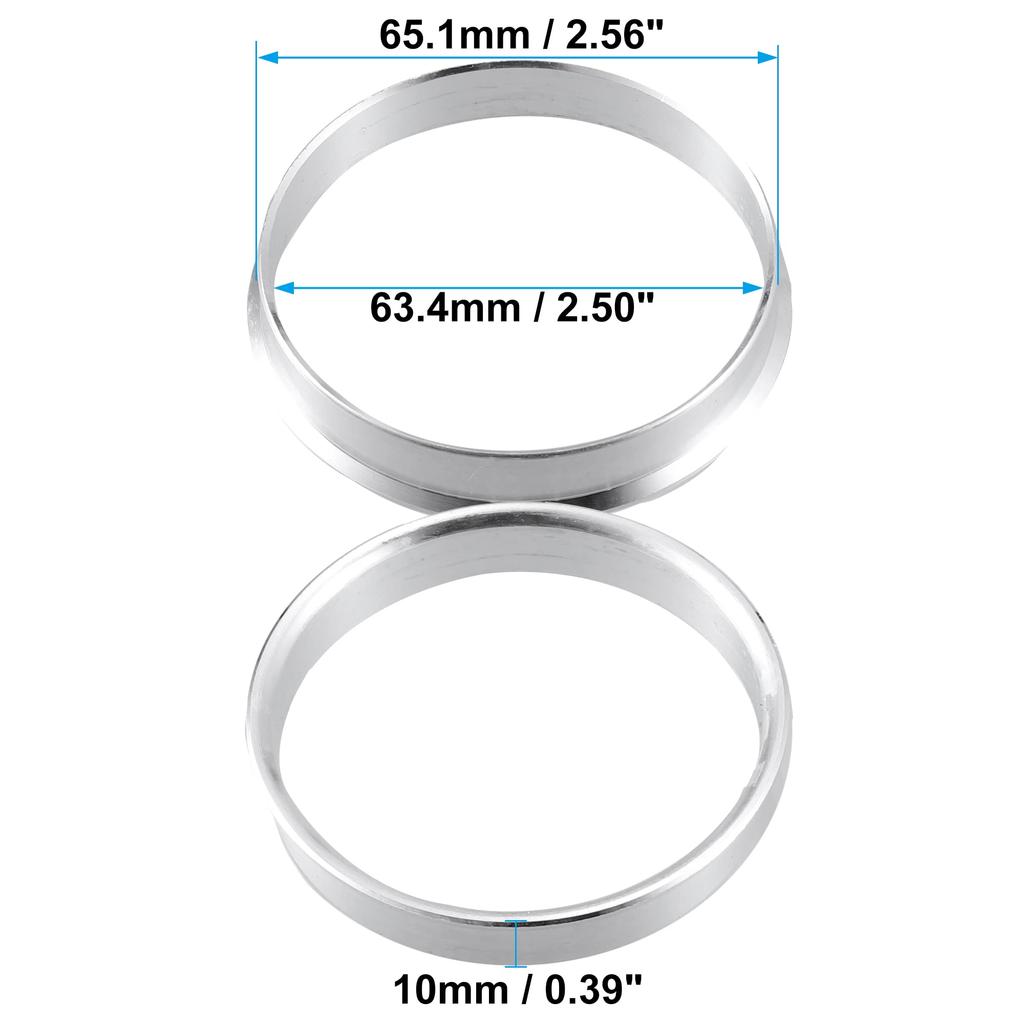 ACROPIX Car Hub Centric Ring Universal Silver Tone 63.4mm-65.1mm 2pcs