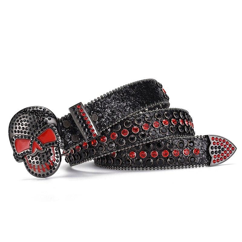 Jeans da Donna Fibbia Testa di Teschio Cintura con Strass Cintura Y2K Design con Borchie Lucide Cintura in PU Cintura con Diamanti Artificiali Cintura Punk Rock da Uomo