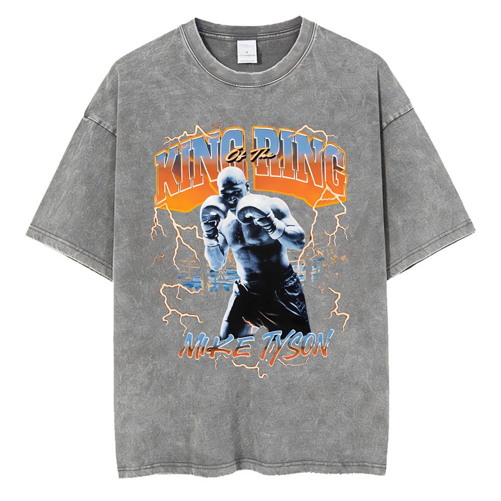 Gewaschenes Vintage Mike Tyson Prime Merch T-Shirt Herrenkleidung Hip Hop Gothic Rock T-Shirt Herren Fitnessstudio Übergroße T-Shirts Oberteile