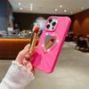 Fashion Women Girls Phone Case For iPhone 16E 16 Pro Max 7 8 X XR XS 11 12 13 14 15 Plus Heart Makeup Mirror Glitter Frame Cover