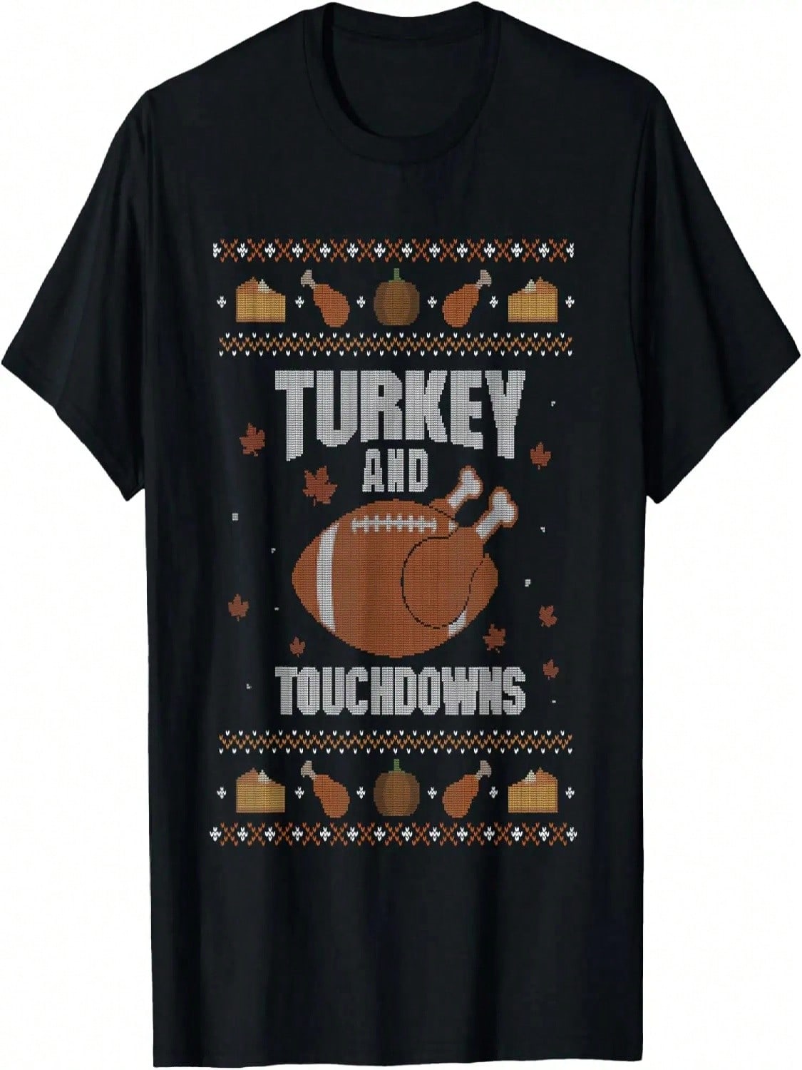 Turkey And Touchdowns Funny Ugly Thanksgiving Sweater T-Shirt S разноцветный