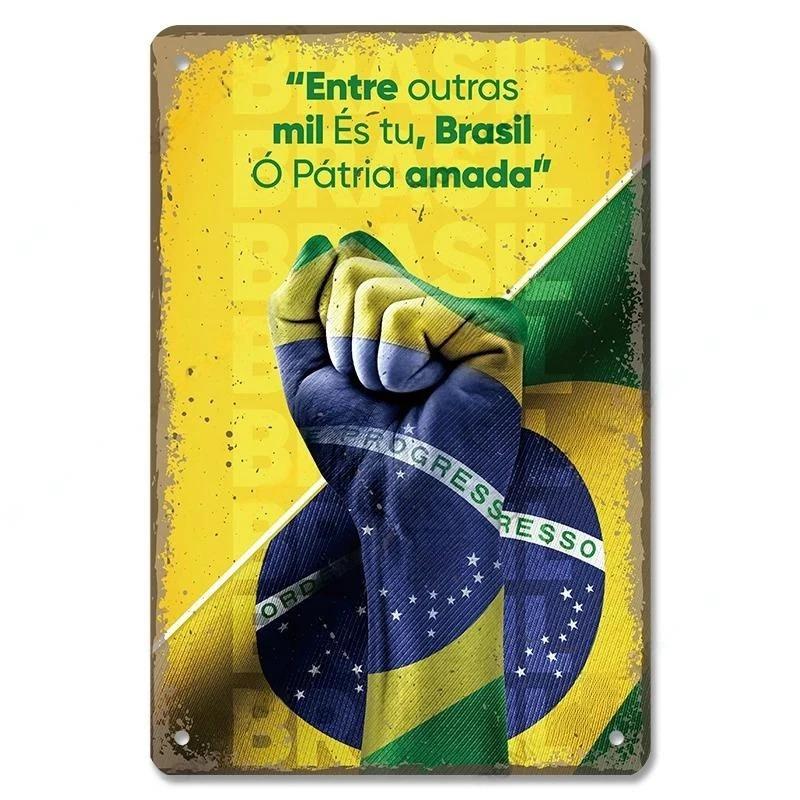 Vintage Brazil Travel Poster Country Flag Metal Tin Signs Retro Carnival Party Metal Plate For Club Home Bar Cafe ART Wall Decor