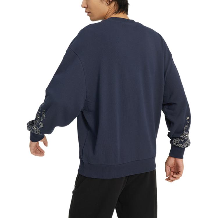 Puma FW22 Printed Cuff Round Neck Pullover Sweatshirt Unisex Tops Blue 539522-43