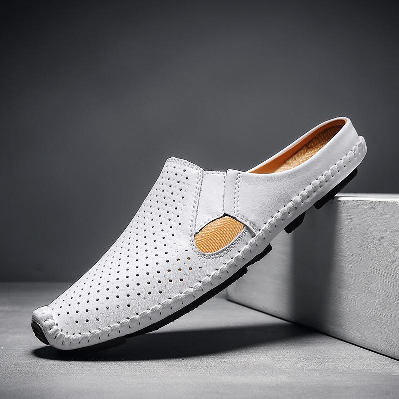 Men's Leather Hollow Loafers Casual Shoes