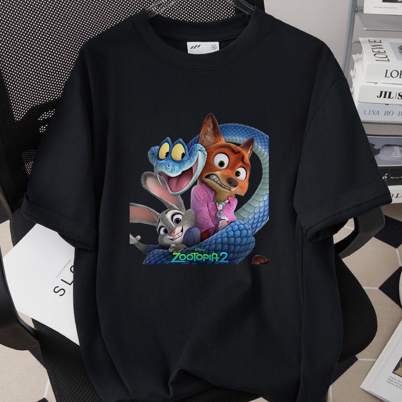 Hot Selling Cartoon Animal Print Pure Cotton T-shirt - 260g, Round Neck, Short Sleeve, Adult