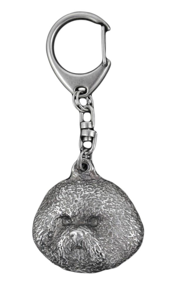 Bichon Frise, Bichon Tenerife, Bichon a poil frise - Postříbřená klíčenka s pejskem, ozdoba na kabelku, přívěsek na batoh značky Art-Dog