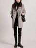 Women's Retro Double-Breasted Color Block Wool Coat - Mid-Length, Small Lapel, Spring/Autumn Fashion
