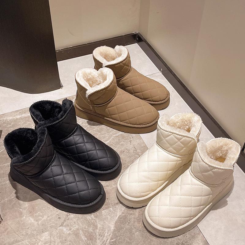 Зимние водонепроницаемые толстые сапоги для снега для женщин 40 бежевый — фото 3