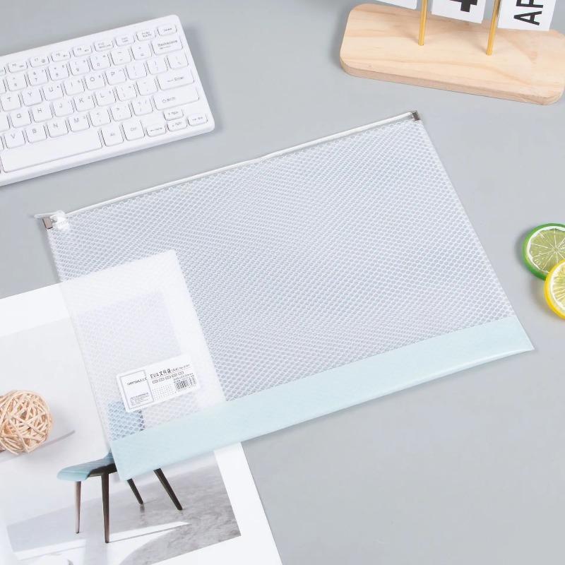 

Simplicity EVA A4 Zippered Mesh Document Bag Transparent Receipt Organizer File Folder for Office School Home Paperwork синій