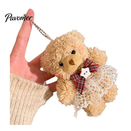 Healing Style Plush Toy Bear Charm Keychain, Cute Puppy Bag with Keychain Pendant Crocheted Accessories, Stuffed Animal for Women Girls Backpack Skin