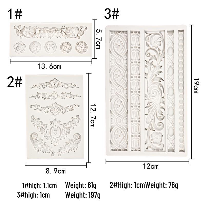 Embossed Retro Floral Vine Silicone Mold for Cake Decoration