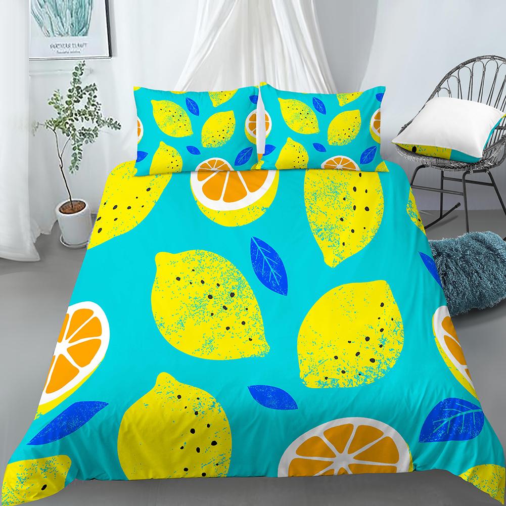 Lemon Duvet Cover Set Fruit Theme 2/3pcs Bedding Set Queen King Size Quilt Cover Microfiber Comforter Cover For Kids Teen Adult