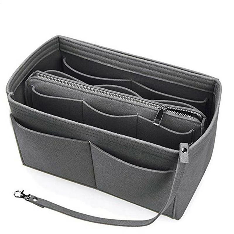 Solid Color Zippered Felt Cosmetic Bag - Large Capacity, Travel Wash Bag, Medium Size Customizable
