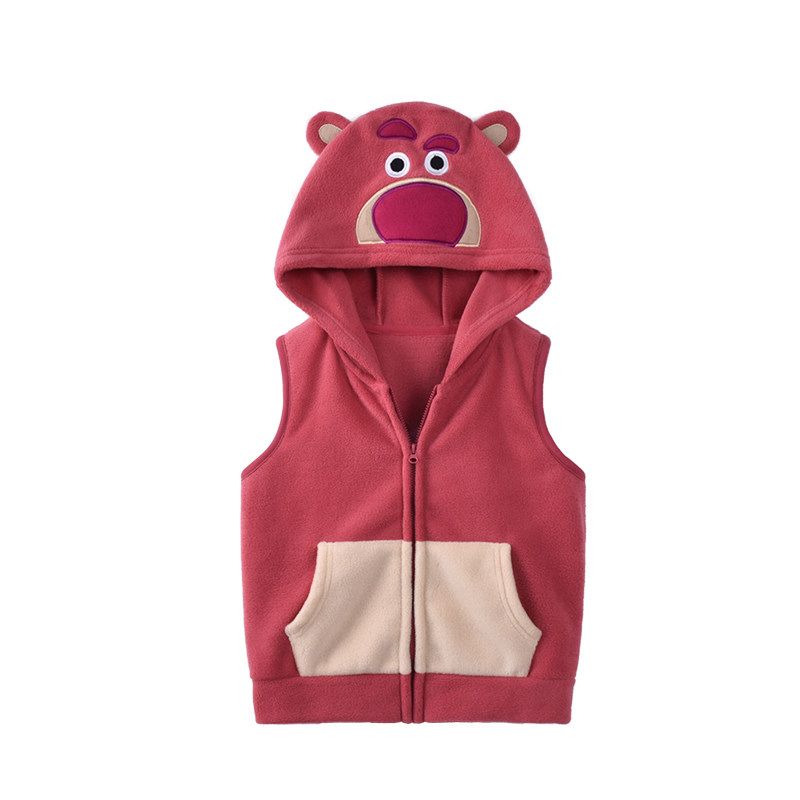 Детский флисовый жилет на молнии в японском мультяшном стиле Pink Grass m Bear Vest 110