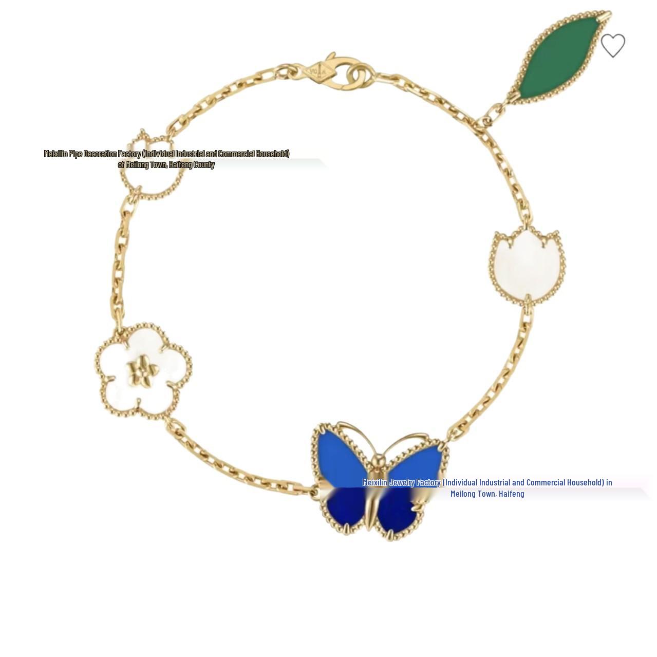 18 Karat Roségold Kleeblatt Schmetterling Armband für Damen 18K Yellow Gold beige