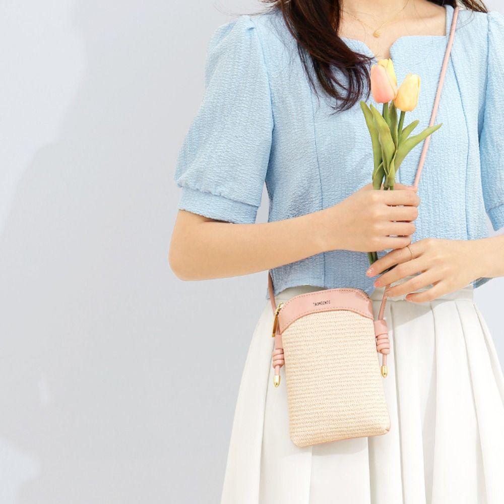 

Crossbody Bag Matching Mobile Phone Bag Square Vertical Mini Small Bag Mobile Phone Carry рожевий