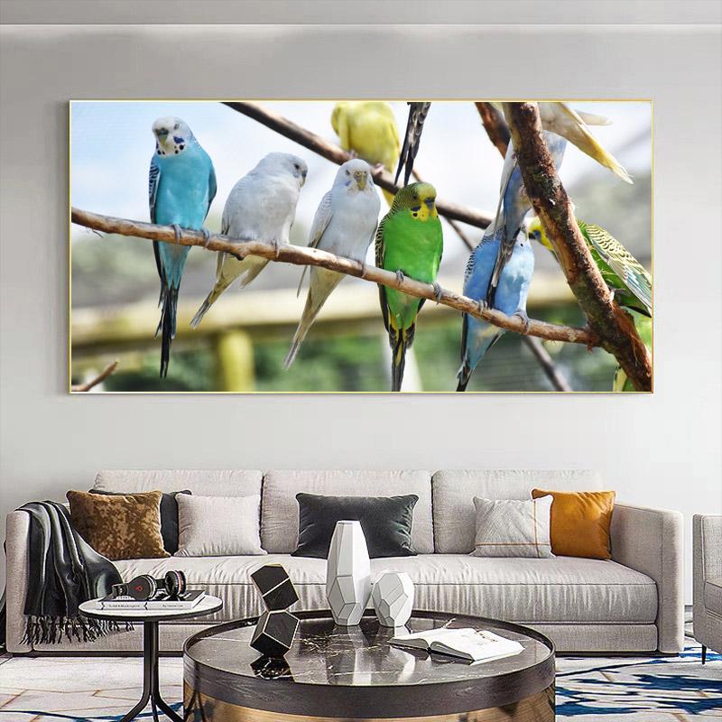 Bird Animal Canvas Painting Tree Landscape Posters and Prints Colorful Parrots Wall Pictures for Living Room Home Decor No Frame