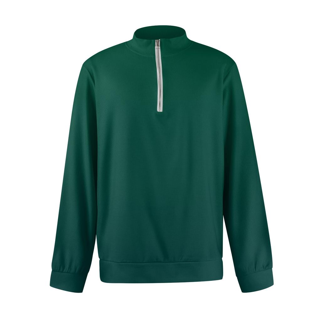 Men's Short Zip Pullover Turtleneck Long Sleeve Top